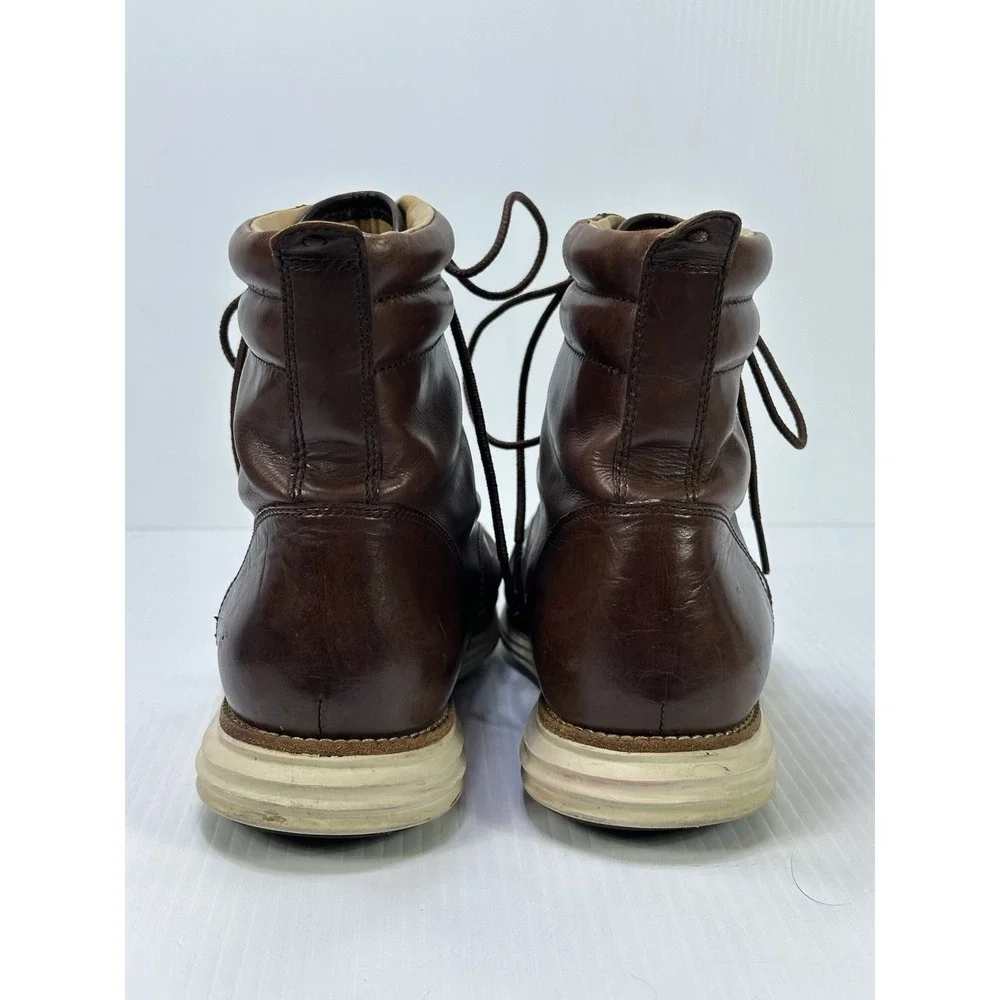 Cole Haan Lunarlon Men's Boots Size 10.5M Brown Lace Up Slip Resistant